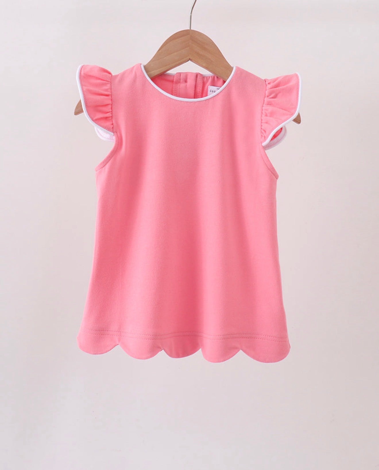 Dark Pink Flutter Sleeve Scallop Top